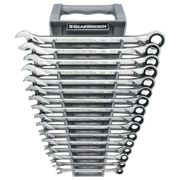 16 PC. 12 POINT XL RATCHETING COMBINATION METRIC WRENCH SET