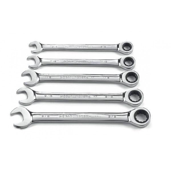 5 PC. 12 POINT RATCHETING COMBINATION SAE WRENCH SET